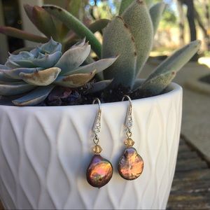 Bronze fresh water pearl earrings